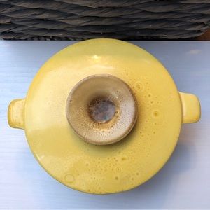 Vintage 1950’s Hull USA Yellow Lava Glaze Divided Casserole Dish w/Lid Ceramic